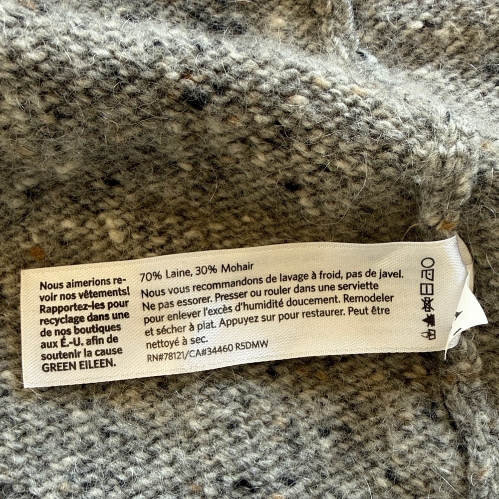 EILEEN FISHER speckled wool cardigan, extra large, excellent condition grey - Picture 6 of 12